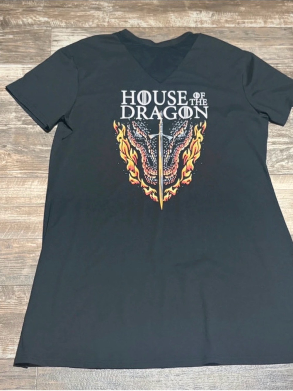 House of the Dragon Black Graphic V-Neck Tee